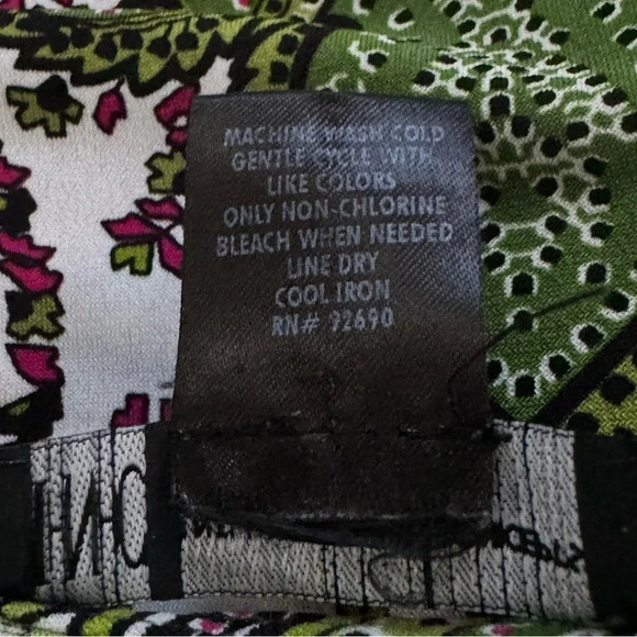 INC International Concepts 1X Shirt Top Green Paisley Cap Short Sleeve V Neck - Picture 7 of 7